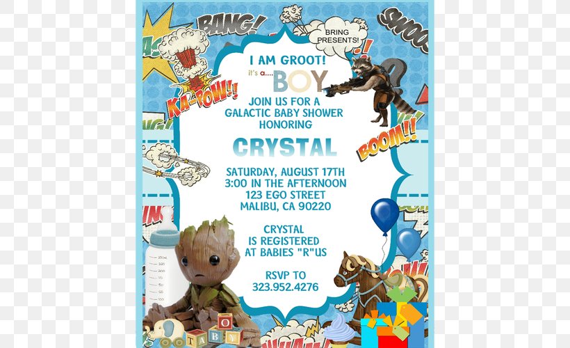 Wedding Invitation Baby Groot Rocket Raccoon Baby Shower, PNG, 500x500px, Wedding Invitation, Area, Baby Groot, Baby Shower, Birthday Download Free