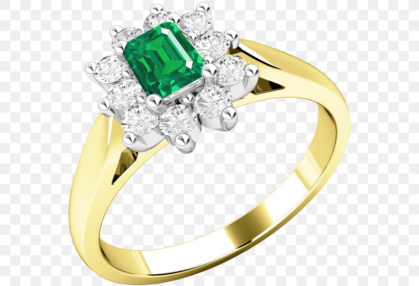 Emerald Ring Yellow Diamond Brilliant, PNG, 560x560px, Emerald, Bijou, Body Jewelry, Brilliant, Cut Download Free