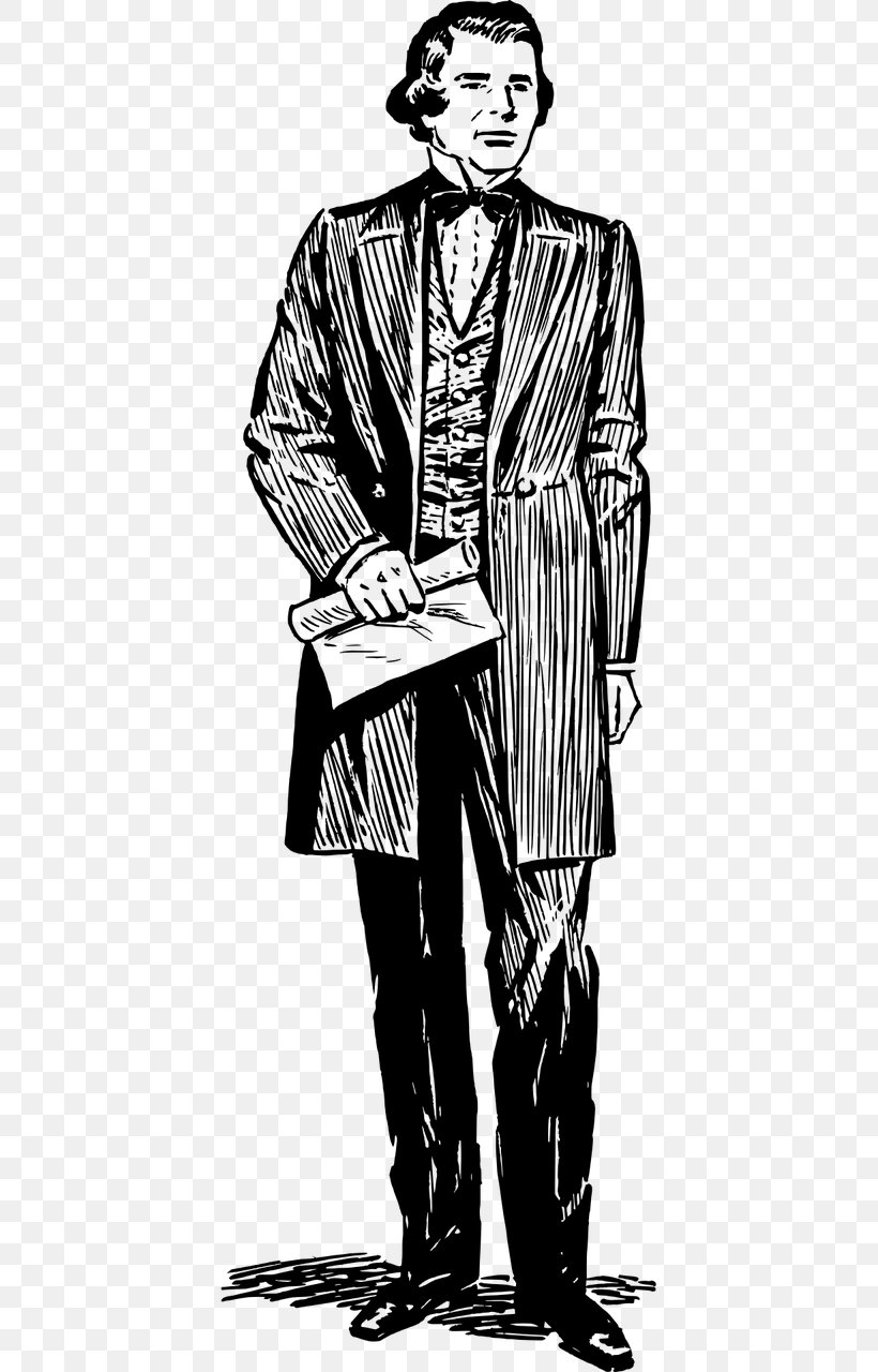Frock Coat Clothing Dress Shoe Clip Art, PNG, 640x1280px, Frock Coat, Academic Dress, Art, Black And White, Clothing Download Free