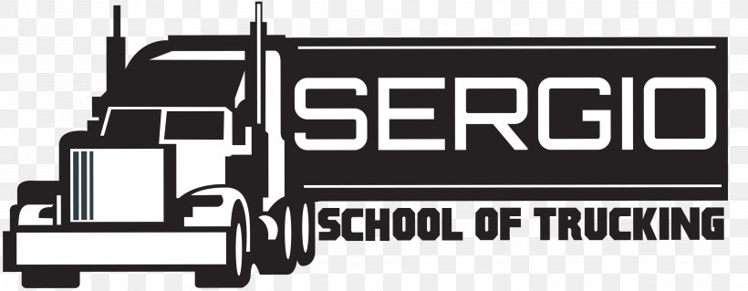 Sergio Trucking School, Class A 1200 Truck Driver Driving Teacher, PNG, 2884x1125px, Truck Driver, Black And White, Brand, California, Driving Download Free