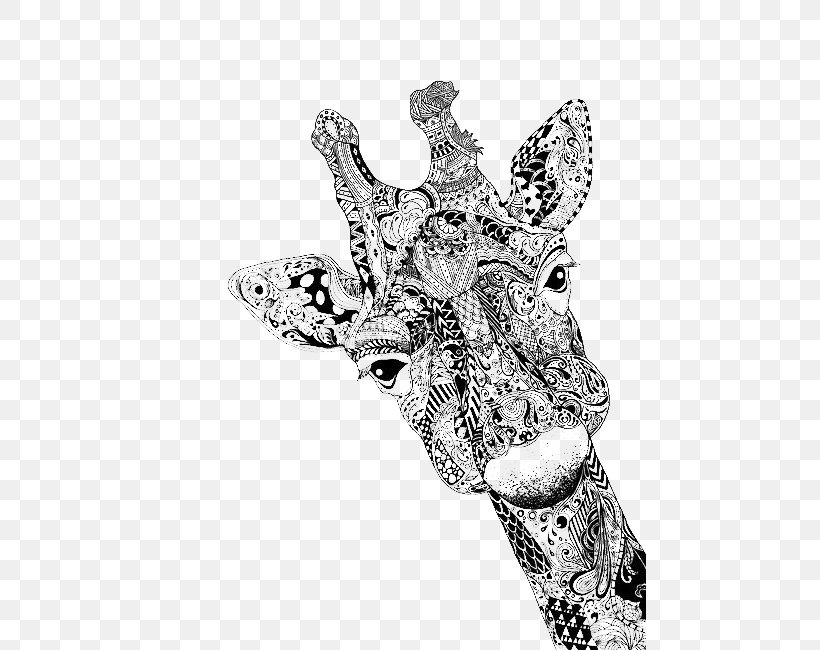 Giraffe Drawing Portrait Doodle Sketch, PNG, 473x650px, Giraffe, Art, Black And White, Coloring Book, Creativity Download Free