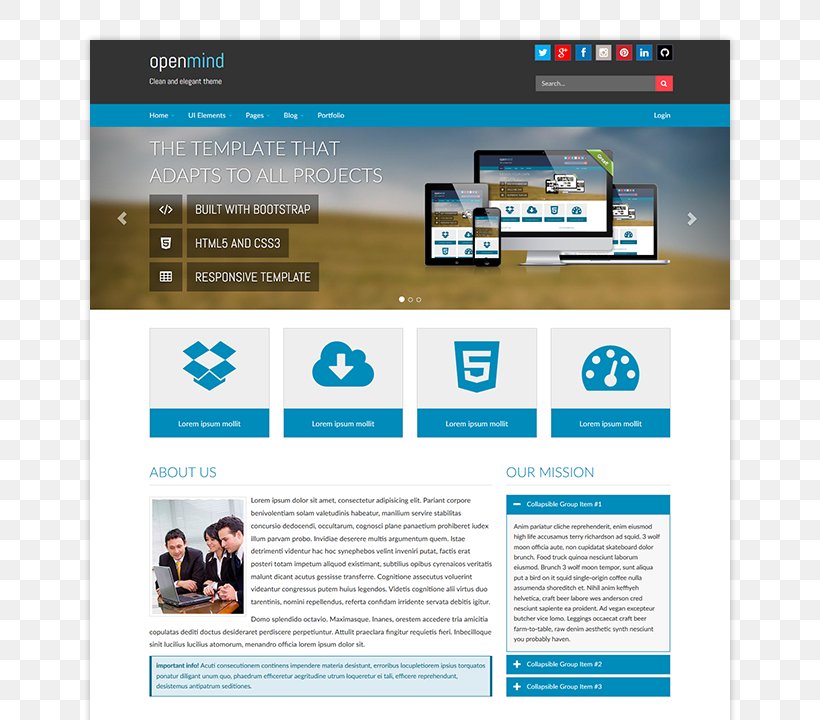 Web Page Web Template System Website, PNG, 720x720px, Web Page, Advertising, Bootstrap, Brand, Cascading Style Sheets Download Free