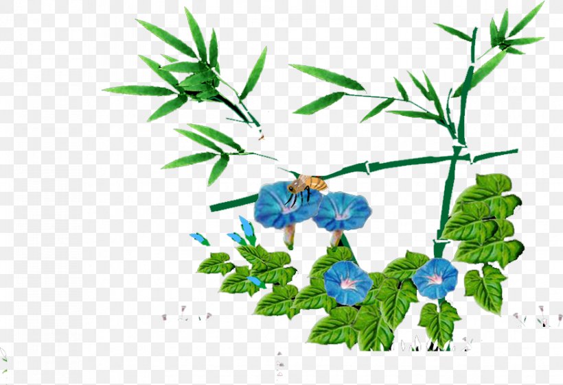 Bamboo Illustration, PNG, 877x602px, Bamboo, Branch, Flora, Floral Design, Flower Download Free