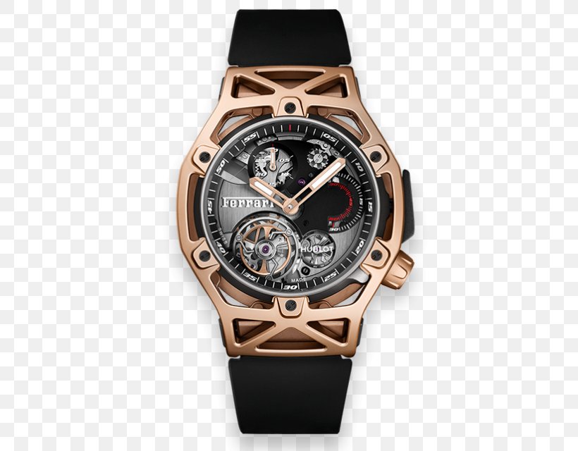 Chronograph Tourbillon Hublot Watch Gold, PNG, 505x640px, Chronograph, Brand, Brown, Counterfeit Watch, Flyback Chronograph Download Free