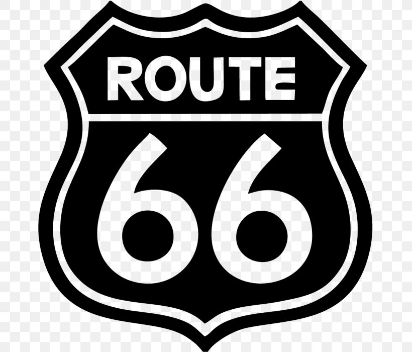 U.S. Route 66 Car Sticker Wall Decal, PNG, 667x700px, Us Route 66, Area, Black, Black And White, Brand Download Free