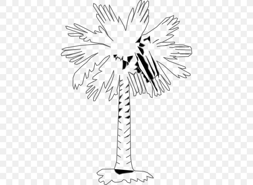 Sabal Palm Flag Of South Carolina Clip Art, PNG, 426x599px, Sabal Palm, Arecaceae, Artwork, Black And White, Branch Download Free