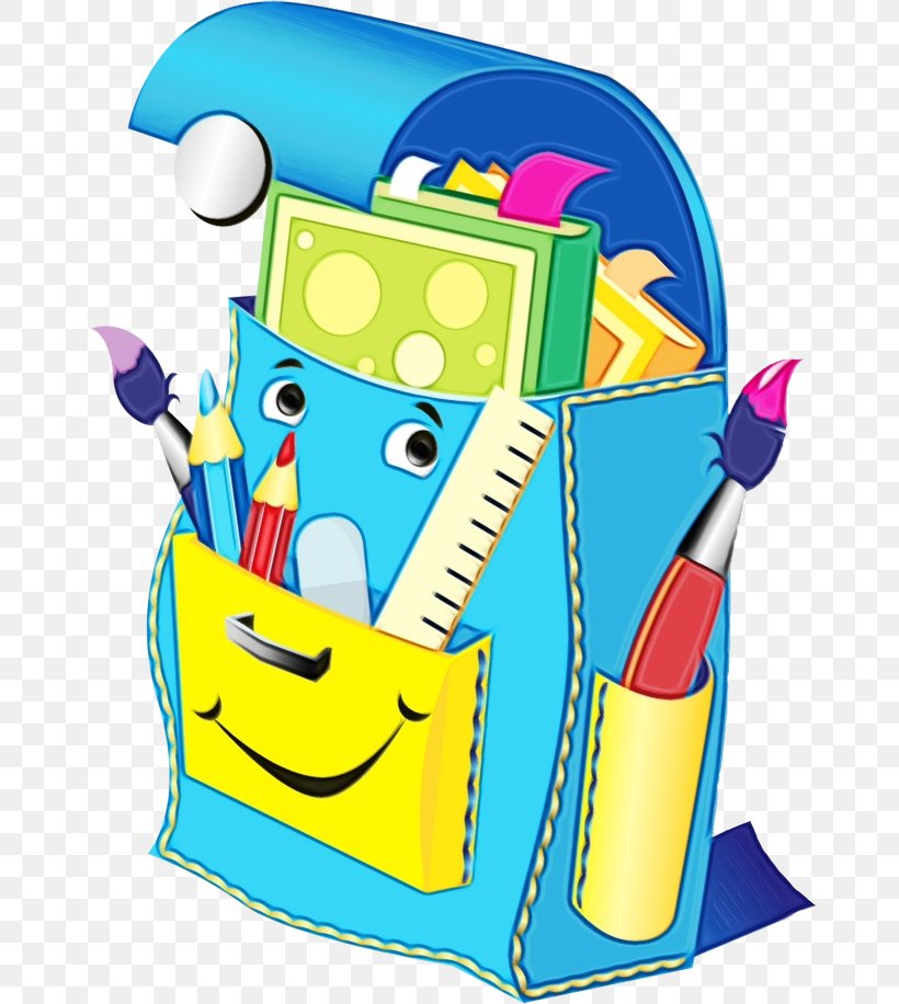 Cartoon School Supplies, PNG, 670x916px, Watercolor, Backpack, Cartoon, Education, Paint Download Free