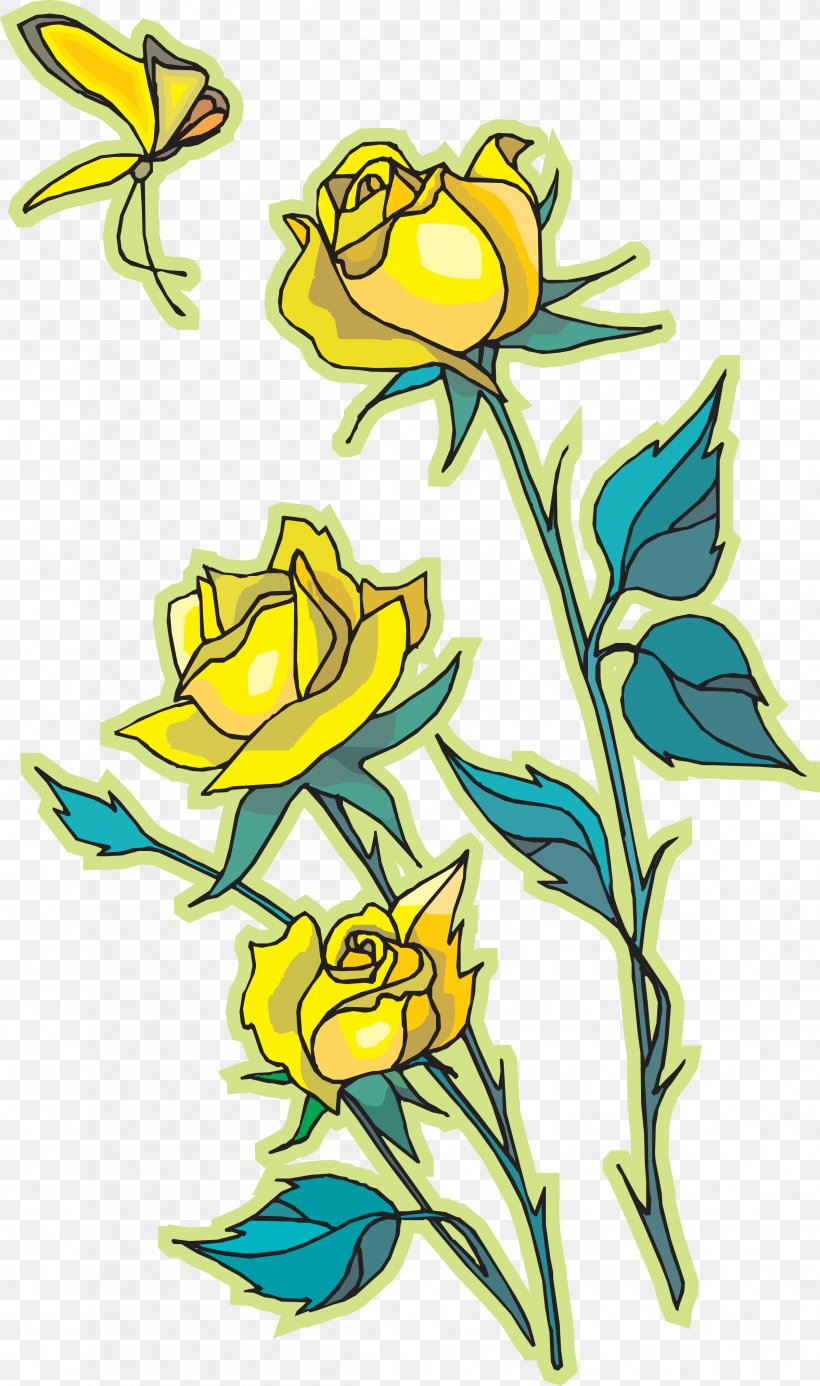 Rose Yellow Clip Art, PNG, 2396x4052px, Rose, Art, Artwork, Cut Flowers, Drawing Download Free