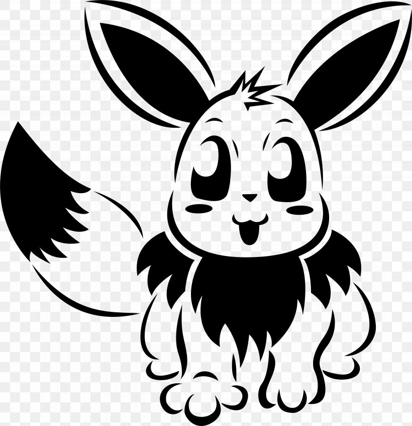 Eevee Jack-o'-lantern Stencil Carving Pattern, PNG, 4451x4601px, Eevee, Artwork, Black, Black And White, Carnivoran Download Free