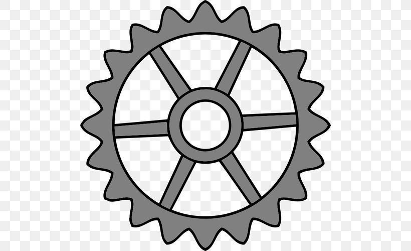 Gear Royalty-free, PNG, 500x500px, Gear, Bicycle Drivetrain Part, Bicycle Part, Bicycle Wheel, Black And White Download Free