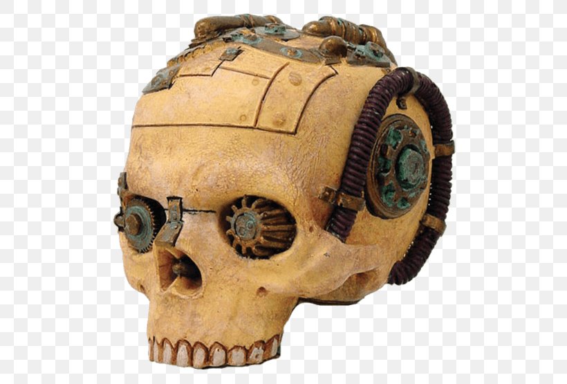 Skull Statue Human Skeleton Figurine Steampunk, PNG, 555x555px, Skull, Beige, Bone, Figurine, Gear Download Free