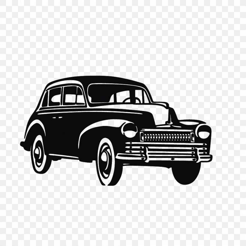 Vintage Car Silhouette, PNG, 1000x1000px, Car, Antique Car, Automotive Design, Black And White, Brand Download Free