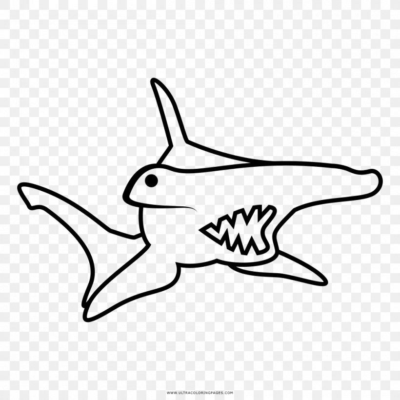 Shark Great Hammerhead Drawing Coloring Book, PNG, 1000x1000px, Shark, Black, Black And White, Bonnethead, Color Download Free
