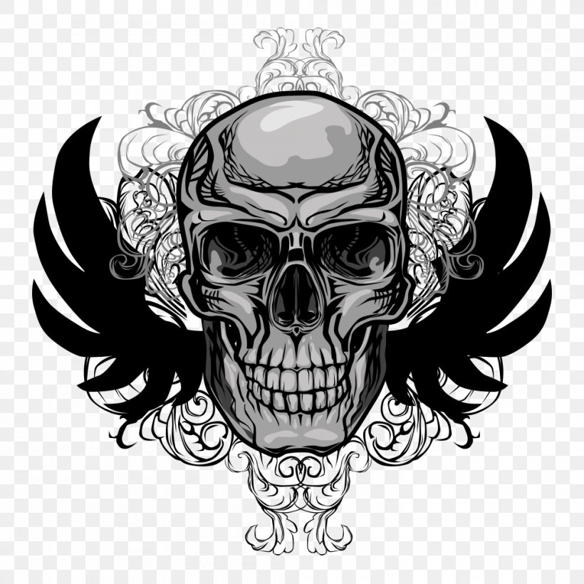 Human Skull Symbolism Skeleton Illustration, PNG, 1000x1000px, Skull, Art, Black And White, Bone, Human Skeleton Download Free