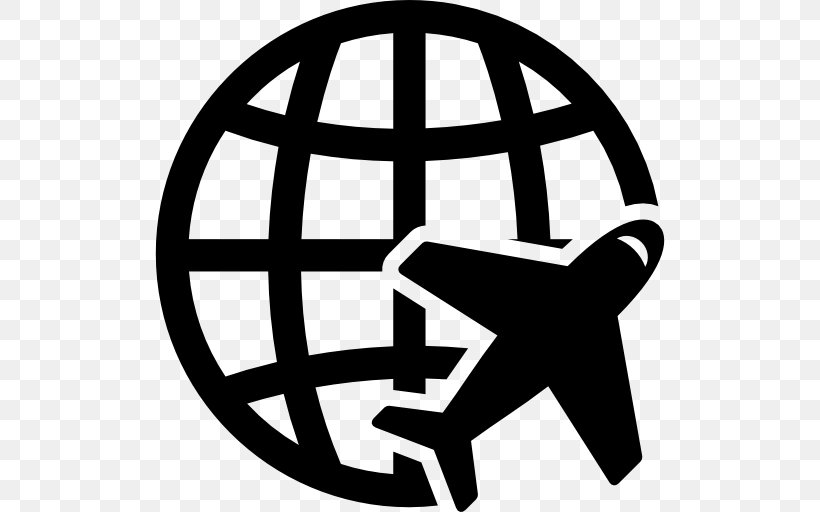 Airplane Globe World, PNG, 512x512px, Airplane, Area, Black And White ...