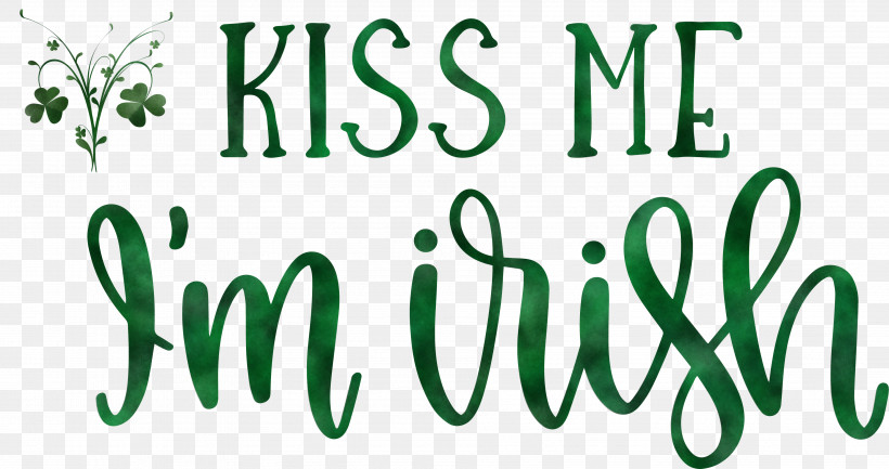 Saint Patrick Patricks Day Kiss Me, PNG, 3778x1997px, Saint Patrick, Calligraphy, Clover, Geometry, Green Download Free