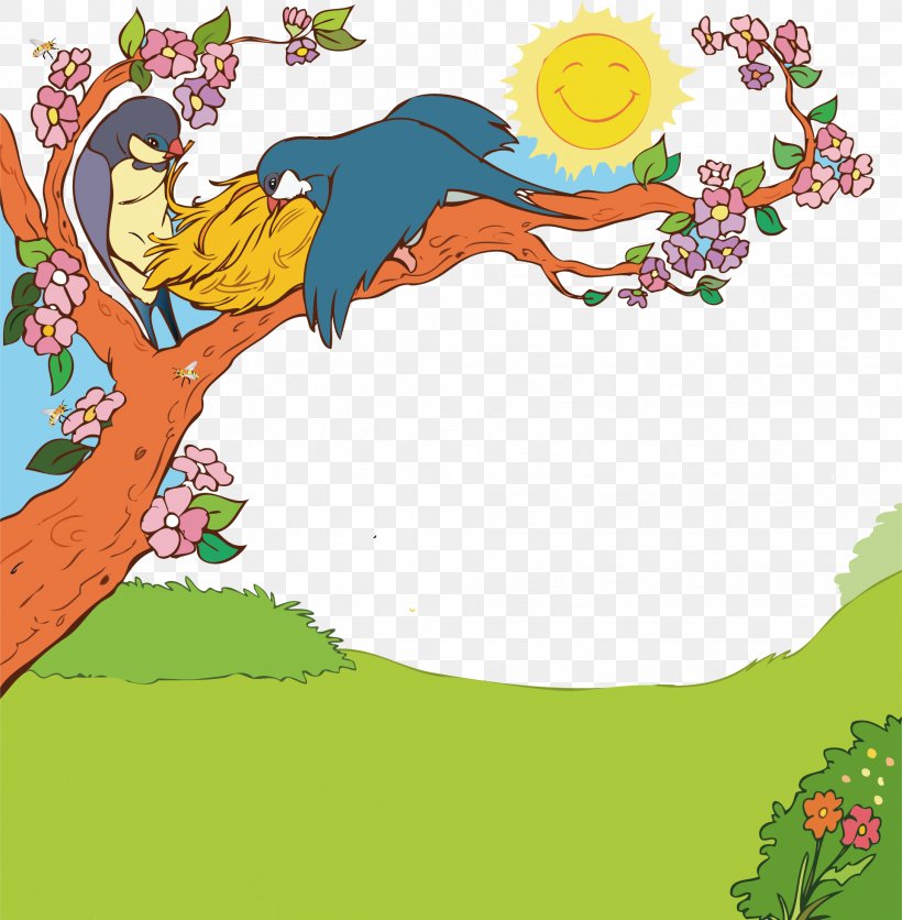 Green Meadow Spring Poster Cartoon Promotional Material, PNG, 1924x1962px, Cartoon, Area, Art, Bird, Child Download Free
