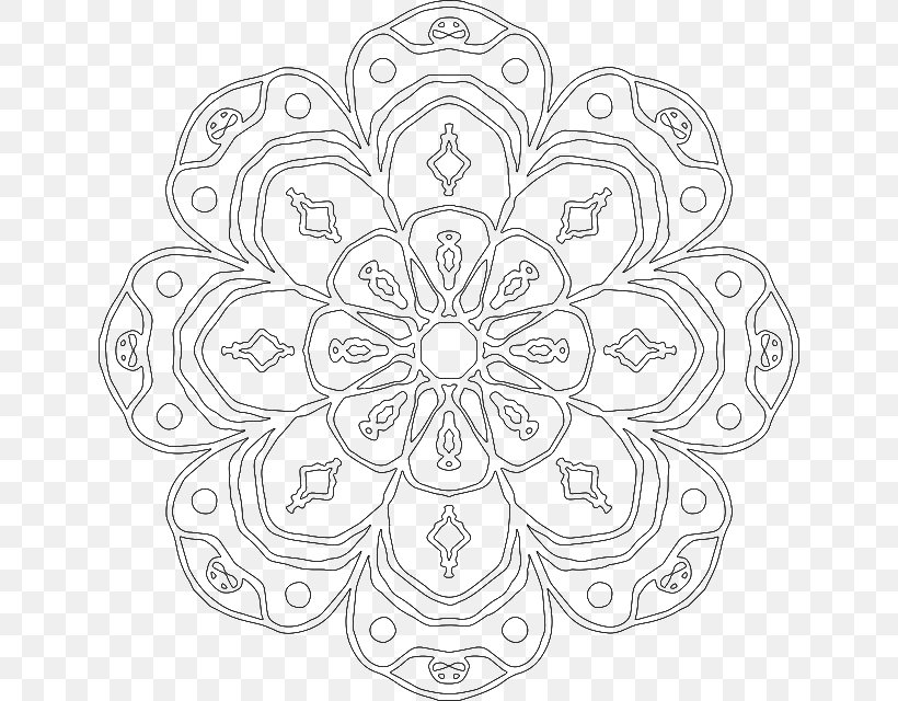 Mandala Coloring Book Culture Adult, PNG, 640x640px, Mandala, Adult, Area, Artwork, Black And White Download Free