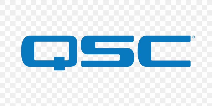 Logo Brand QSC Audio Products Loudspeaker Trademark, PNG, 3000x1500px, Logo, Area, Base, Blue, Brand Download Free