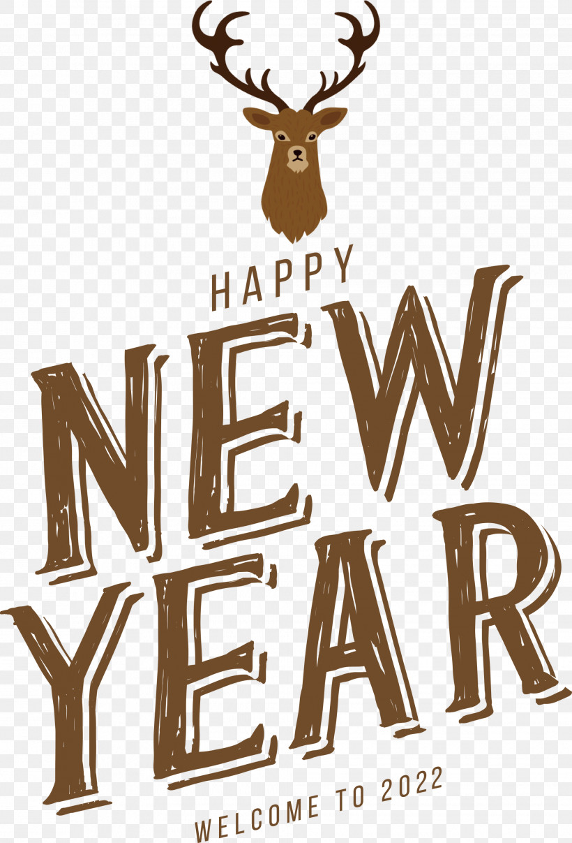 Happy New Year 2022 2022 New Year 2022, PNG, 2037x2999px, Reindeer, Antler, Biology, Deer, Logo Download Free