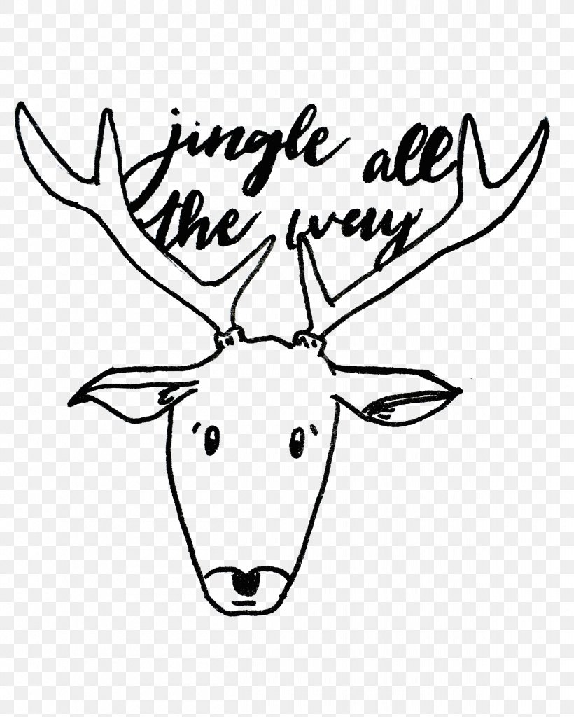 Reindeer Christmas Poster Clip Art, PNG, 2420x3024px, Reindeer, Antler, Area, Artwork, Black And White Download Free