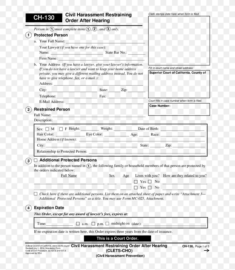 Civil Harassment Restraining Order California Court, PNG, 728x943px, California, Area, Black And White, Civil Law, Court Download Free
