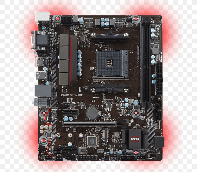 Socket AM4 Motherboard MSI A320M GRENADE MicroATX, PNG, 695x714px, Socket Am4, Advanced Micro Devices, Athlon, Atx, Central Processing Unit Download Free