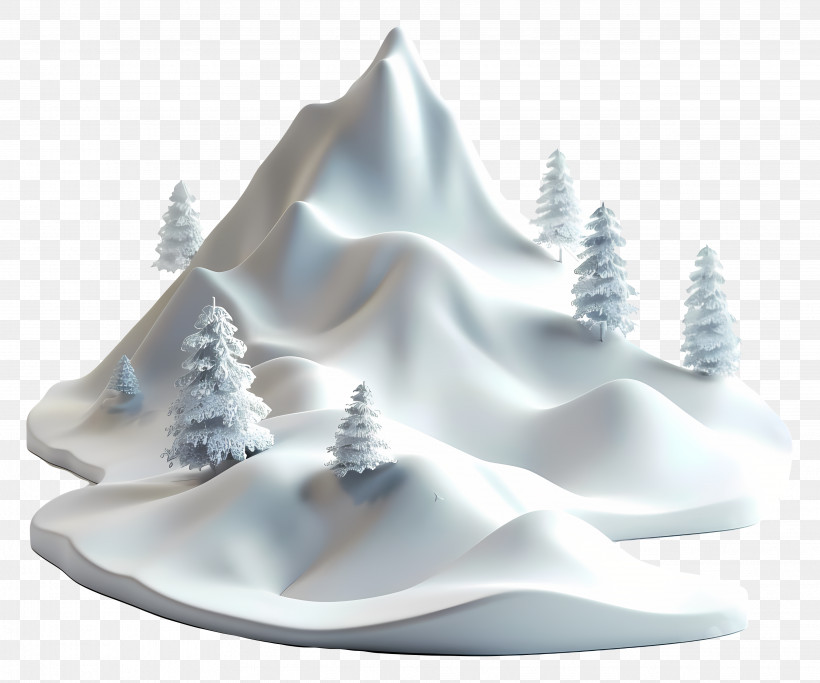 Snowy Hill - Snowy Mountain Landscape With Pine Trees PNG