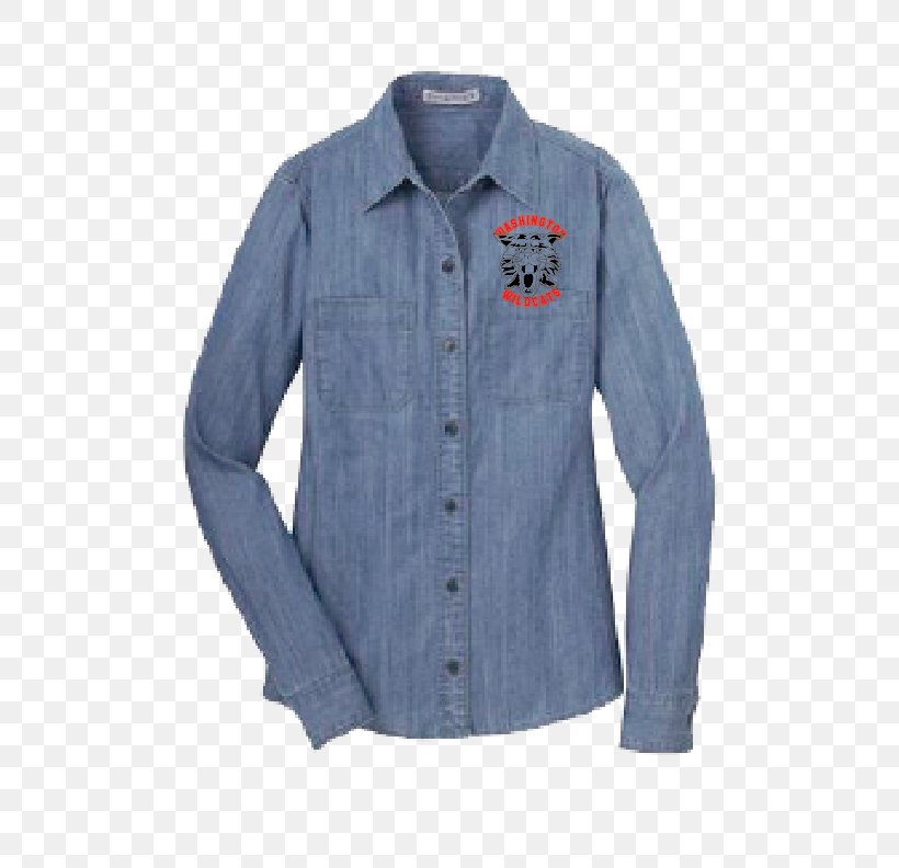 Long-sleeved T-shirt Denim Dress Shirt, PNG, 612x792px, Tshirt, Blouse, Blue, Button, Camp Shirt Download Free