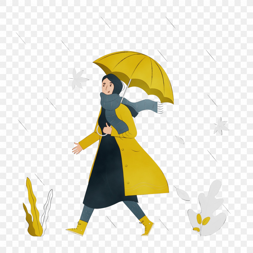 Cartoon Character Yellow Umbrella Character Created By, PNG, 2000x2000px, Autumn, Cartoon, Character, Character Created By, Paint Download Free