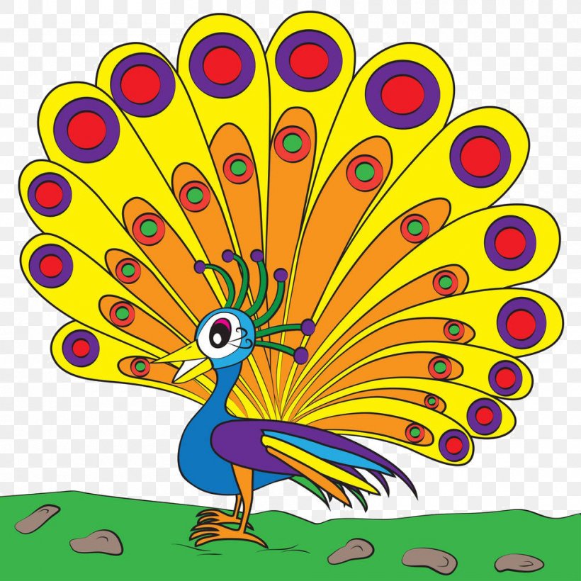 Peafowl Cartoon Drawing Clip Art, PNG, 1000x1000px, Peafowl, Animation, Art, Beak, Bird Download Free