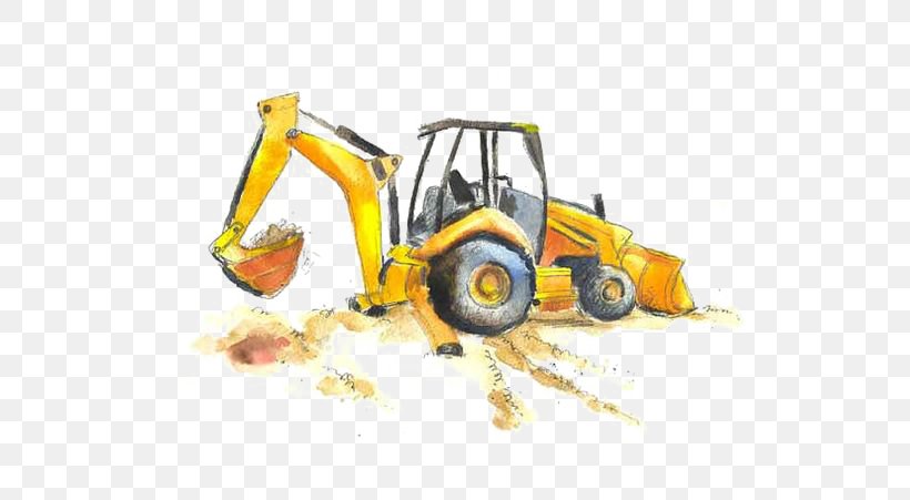 Excavator Printing Bulldozer Watercolor Painting Wall, PNG, 564x451px, Excavator, Architectural Engineering, Brand, Bulldozer, Construction Equipment Download Free