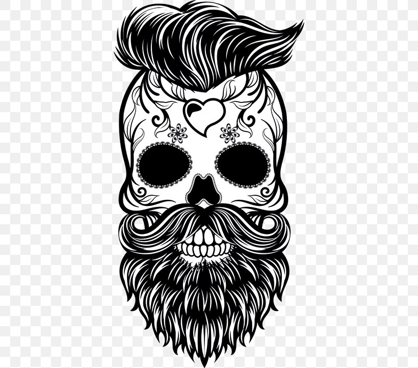 La Calavera Catrina Hipster Sticker Decal, PNG, 374x722px, Calavera, Art, Beard, Black, Black And White Download Free