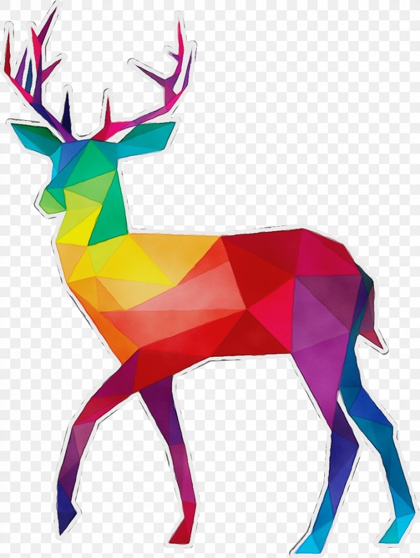 Reindeer, PNG, 903x1200px, Watercolor, Antelope, Antler, Deer, Magenta Download Free