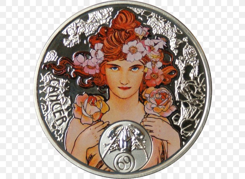 Alphonse Mucha Art Nouveau Painter Artist Zodiac, PNG, 600x600px, Alphonse Mucha, Art, Art Nouveau, Artist, Coin Download Free