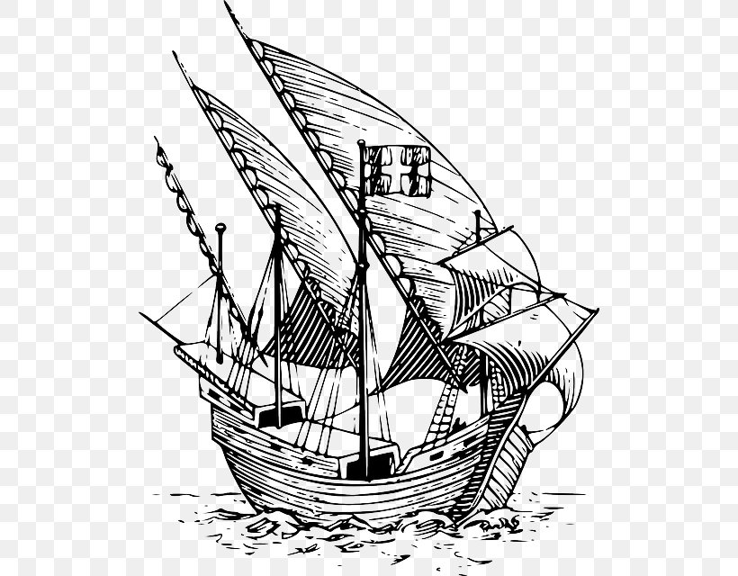 Caravel Ship Drawing Clip Art, PNG, 512x640px, Caravel, Artwork, Baltimore Clipper, Barque, Black And White Download Free