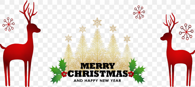 Christmas Day, PNG, 3288x1471px, Merry Christmas, Christmas Day, Deer, Drawing, Logo Download Free