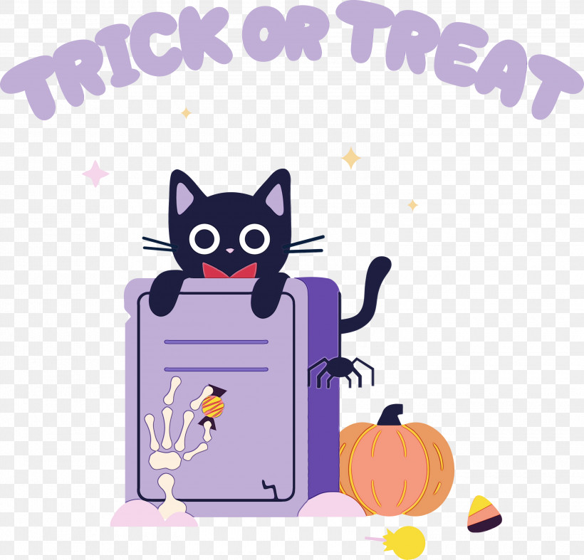 Cat Kitten Whiskers Small Meter, PNG, 3000x2882px, Trick Or Treat, Cartoon, Cat, Character, Halloween Download Free