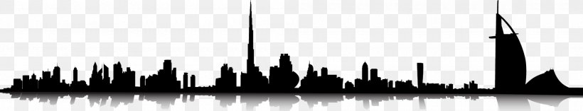 Dubai Skyline Silhouette Clip Art, PNG, 2000x384px, Dubai, Art, Black, Black And White, Brand Download Free