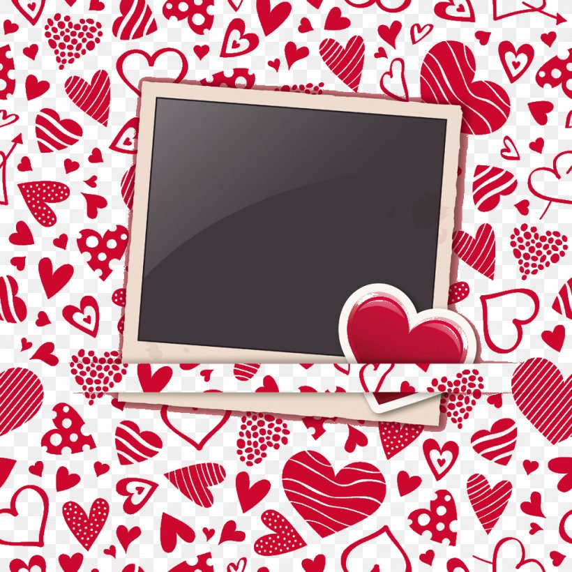 Heart Picture Frame Valentines Day Pattern, PNG, 1000x1000px, Heart, Area, Drawing, Love, Petal Download Free
