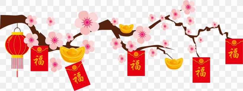 Plum Red Vector Material, PNG, 2718x1022px, Chinese New Year, Brand, Floral Design, Floristry, Flower Download Free