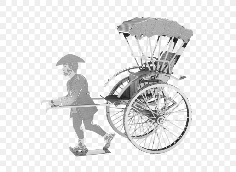 Pulled Rickshaw Metal Cutting Human-powered Transport, PNG, 600x600px, Rickshaw, Bicycle, Bicycle Accessory, Black And White, Cart Download Free