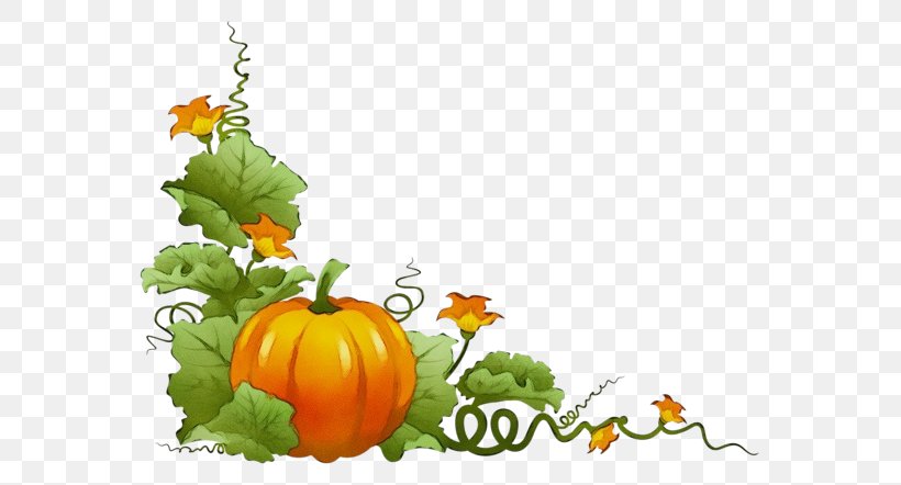 Pumpkin, PNG, 600x442px, Watercolor, Calabaza, Cucurbita, Gourd, Leaf Download Free