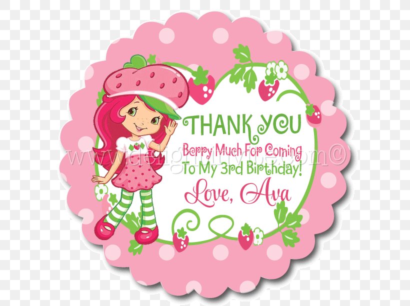 Strawberry Shortcake Label Sticker, PNG, 612x612px, Strawberry Shortcake, Birthday, Birthday Cake, Bottle, Fictional Character Download Free