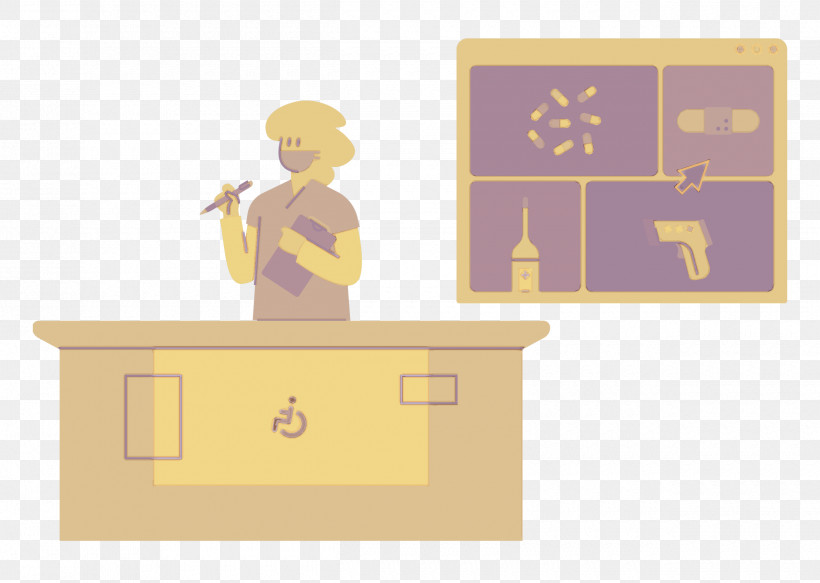 Front Desk, PNG, 2500x1780px, Front Desk, Cartoon, Furniture, Meter, Yellow Download Free