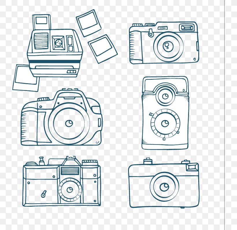 Camera Photography Download, PNG, 735x799px, Camera, Area, Artwork, Black And White, Drawing Download Free
