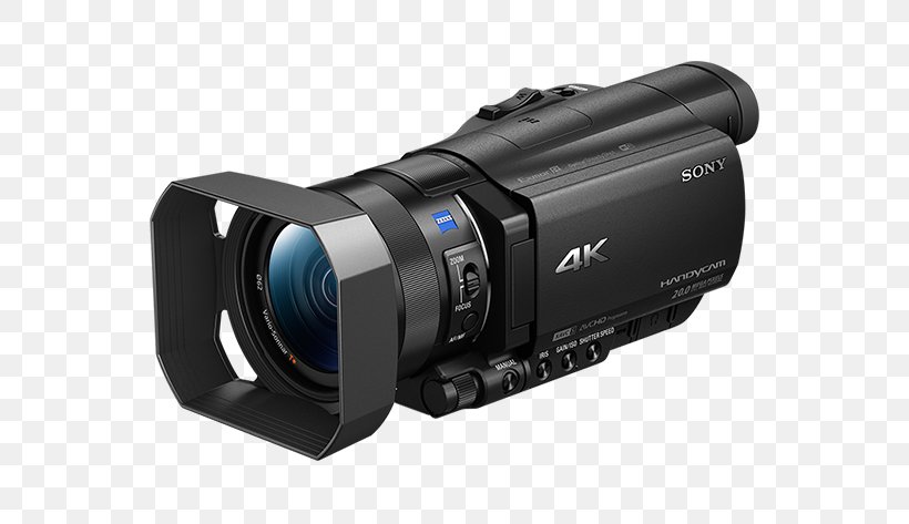 Sony Handycam FDR-AX100 Video Cameras 4K Resolution Ultra-high-definition Television, PNG, 709x473px, 4k Resolution, Sony Handycam Fdrax100, Camera, Camera Accessory, Camera Lens Download Free