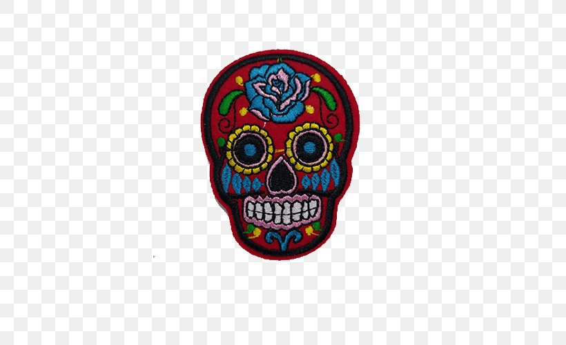 La Calavera Catrina Skull Embroidery Day Of The Dead, PNG, 500x500px, Calavera, Applique, Badge, Bone, Clothing Download Free