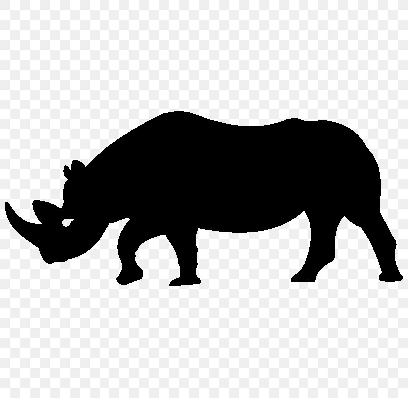 Rhinoceros Silhouette Cat Clip Art, PNG, 800x800px, Rhinoceros, Black And White, Cat, Cattle Like Mammal, Fauna Download Free