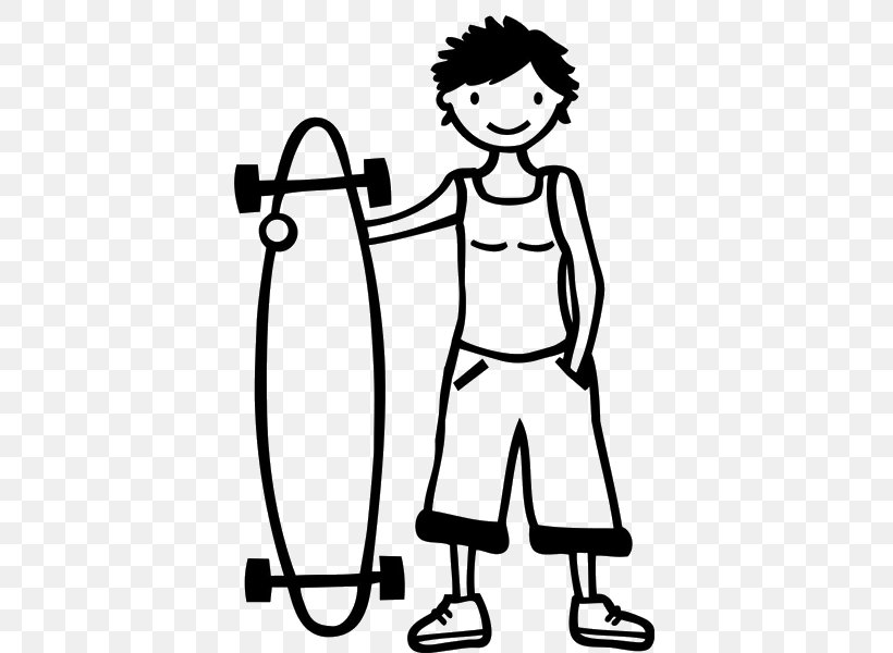 Longboarding Clip Art Skateboard Sporting Goods, PNG, 600x600px, Longboard, Arm, Blackandwhite, Cartoon, Color Download Free